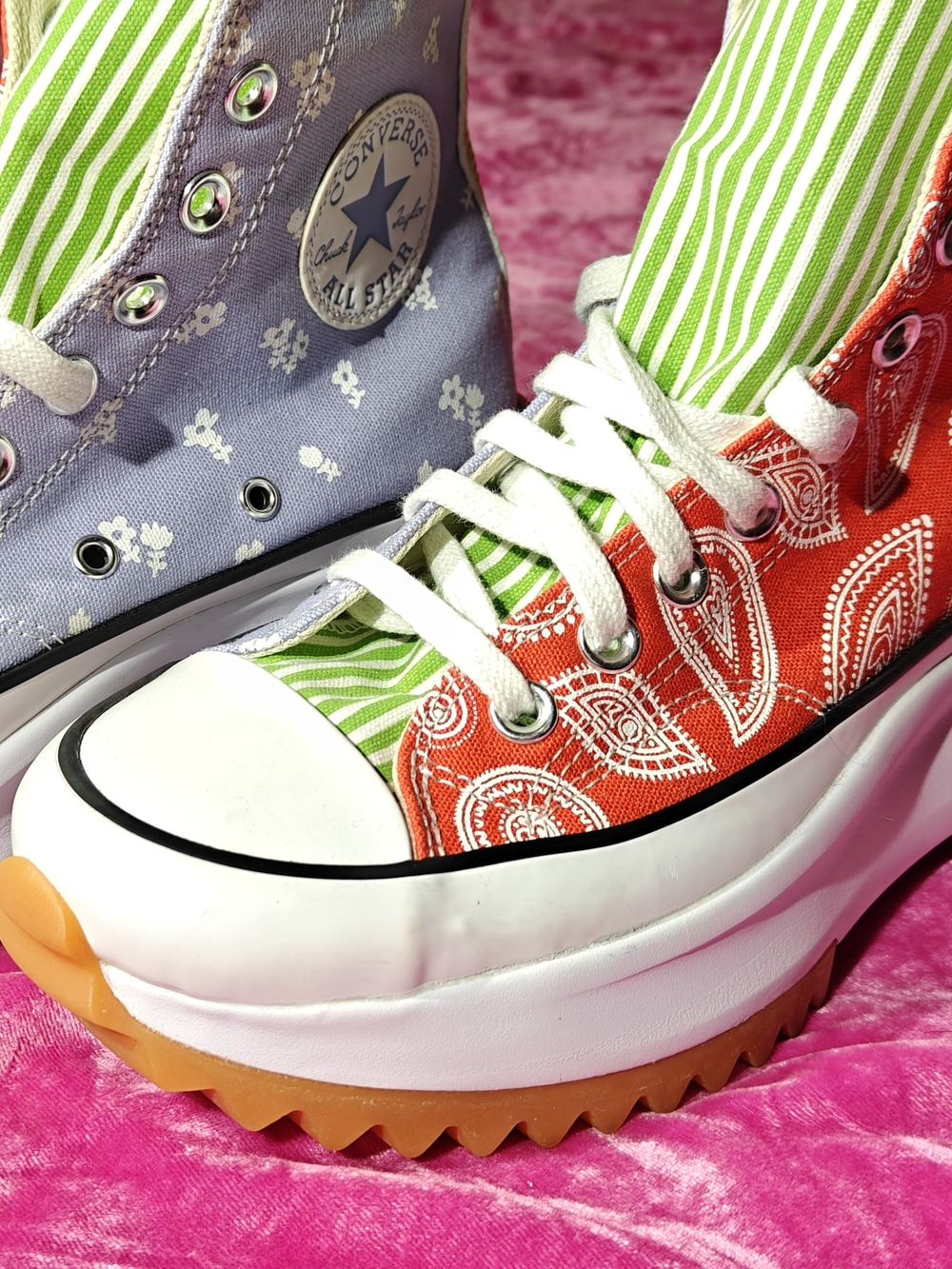 Converse Platform All Star High-Top Sneakers in Paisley, Flowers And Stripes